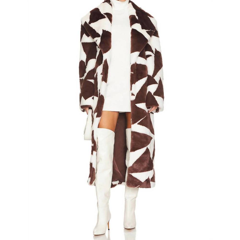 NEW RONNY KOBO ilia faux fur coat in brown/white